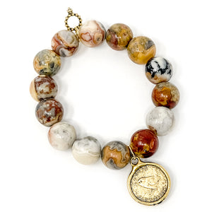 Desert Sand Agate with Gold Farthing Coin