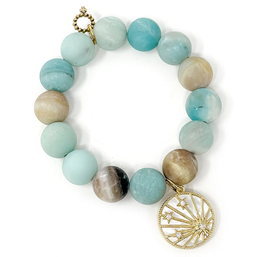 Matte Amazonite with Mother of Pearl Starburst