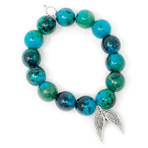 Chrysocolla with Silver Angel Wings