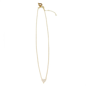 16" Petite Gold Plated Pave Heart Necklace with 2" extender lol