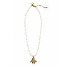18" Pearl Necklace with Gold Queen Bee