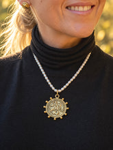 18" Pearl and Hematite Necklace with Gold St. George
