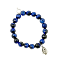 10mm Midnight Tiger Eye with Silver Bell
