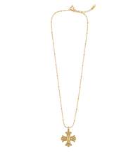 18" Gold Beaded Station Chain with Mary Fleur Cross