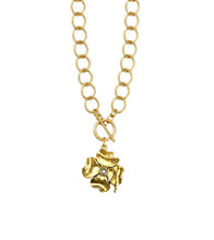 Heirloom Circle Loop Necklace with Gold Crystal Clover