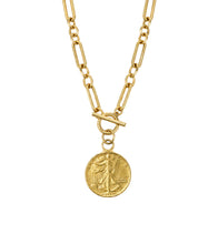 Heirloom Modern Paperclip Necklace with Lady Liberty Coin