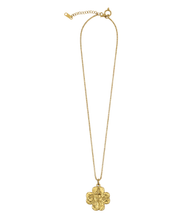 18” Non-Tarnish Box Chain Necklace with Gold Clover 4-Way Cross
