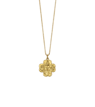 18” Non-Tarnish Box Chain Necklace with Gold Clover 4-Way Cross