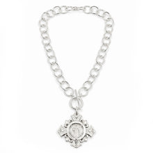 Heirloom Circle Loop Necklace with Large Silver Sacred Heart Cross