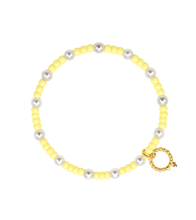 3mm Butter Yellow Agate with Pearls and Hematite