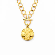 Heirloom Circle Loop Necklace with Matte Gold Lord's Prayer