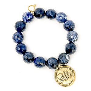 Faceted Dumortierite with Gold American Flag