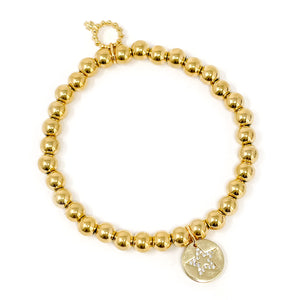 4mm Water Resistant Hematite with Petite Pave Star Disk