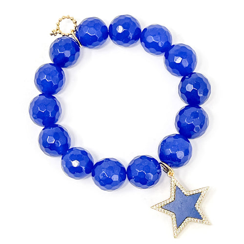 Faceted First Mate Agate with Navy Blue Enameled Star