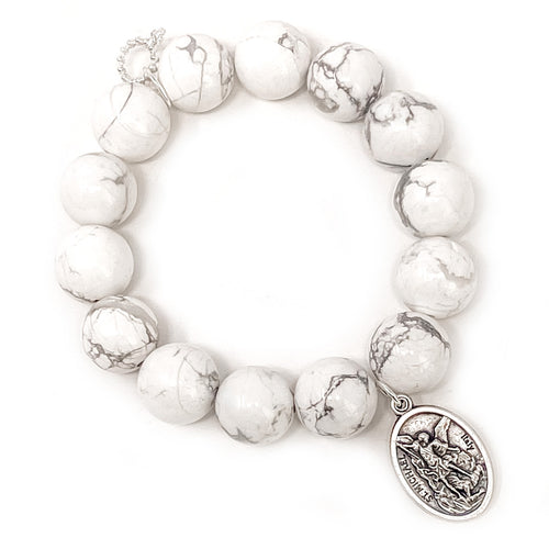 White Howlite with St. Micheal