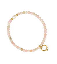 4mm Faceted Rose Quartz with Hematite and Pearl