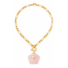 Heirloom Modern Paperclip Necklace with Rose Quartz Bloom