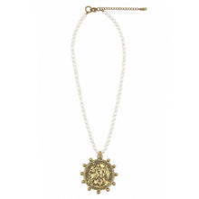18" Pearl and Hematite Necklace with Gold St. George
