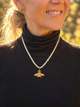18" Pearl Necklace with Gold Queen Bee