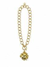 Heirloom Circle Loop Necklace with Gold Crystal Clover