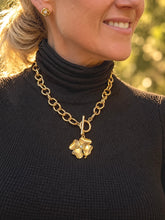 Heirloom Circle Loop Necklace with Gold Crystal Clover