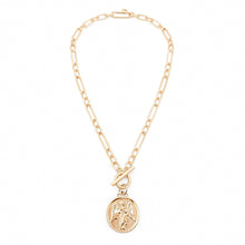 Heirloom Modern Paperclip Necklace with Matte Gold Guardian Angel