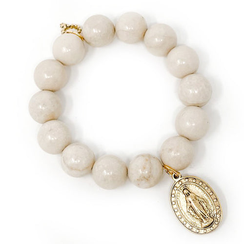 Cream Coral with Classic Gold Blessed Mother
