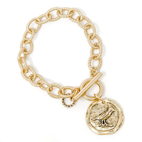 Twisted Chain Toggle Bracelet featuring Jen's Personal Cardinal