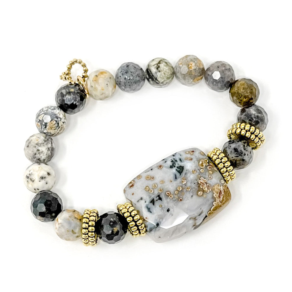 Faceted Granite Jasper with Jasper Statement and Brass Accents