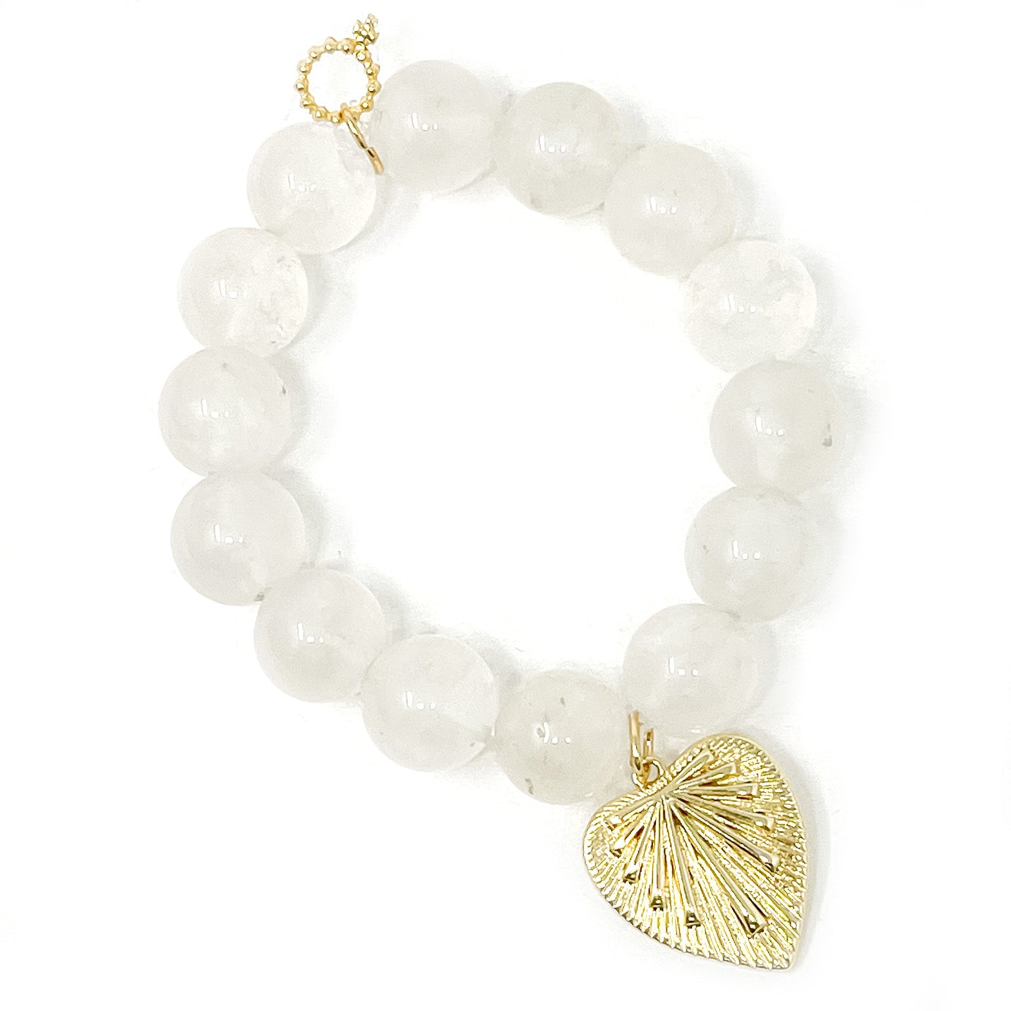 Salt Water Jade with Gold Rays of Love Heart