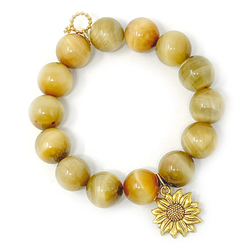 Sunkissed Tiger Eye with Gold Sunflower