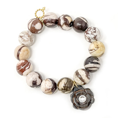 Moroccan Jasper with Bronze Crystal Rose