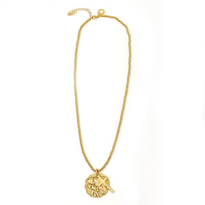 Gold Beaded Chain with Gold Scalloped St. Anthony and Cross