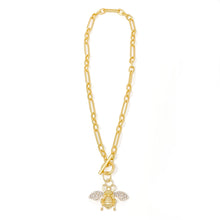Heirloom Modern Paperclip Necklace with Matte Gold Pave Queen Bee