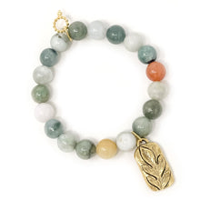 10mm Woodland Jasper with Gold Artisan Leaf