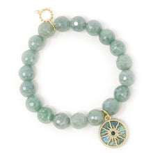 10mm Faceted Iridescent Aventurine with Abalone Sunburst