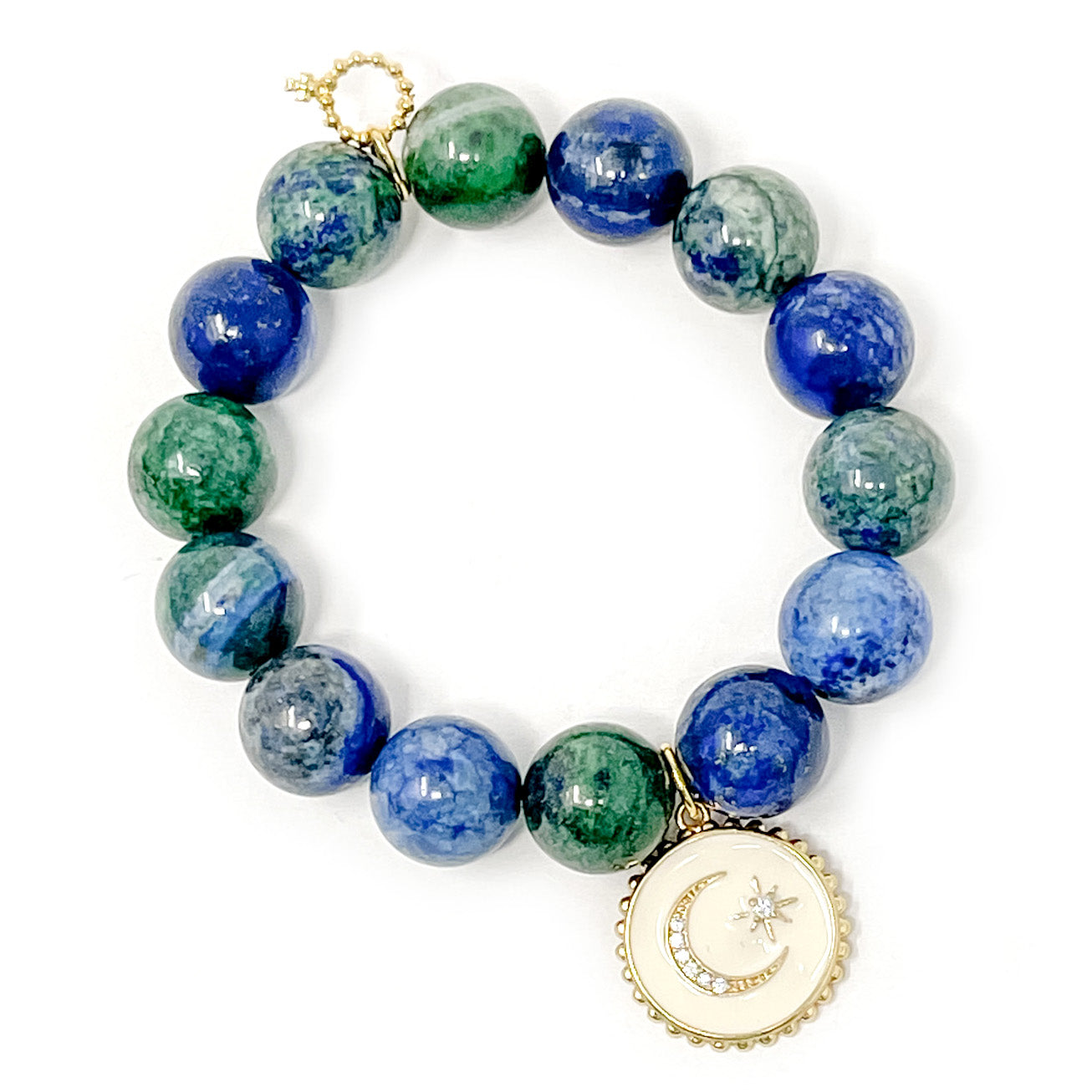 Killarney Jasper with White Enameled Celestial Moon