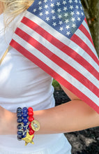 10mm Cream Mosaic Agate with 3 Stars of Patriotism