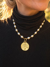 18" Pearl and Hematite Necklace with Gold Guardian Angel