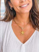 Heirloom Modern Paperclip Necklace with Matte Gold Starfish