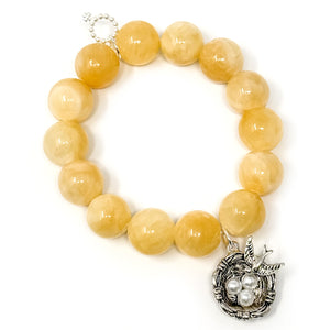 Honeysuckle Agate with Silver Bird's Nest
