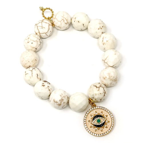Creamy White Howlite with Cream Pave Protective Eye
