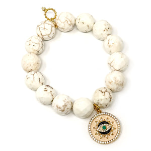 Creamy White Howlite with Cream Pave Protective Eye