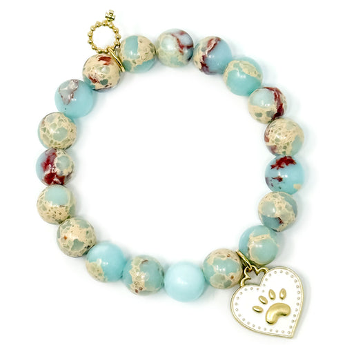 10mm Light Aqua Terra Jasper with Pet Love