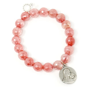 10mm Faceted Strawberry Quartz with Mother & Child