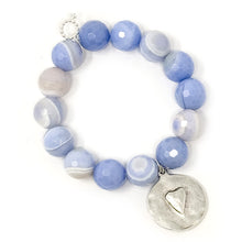 Faceted Ethereal Agate with Matte Silver Cross & Heart