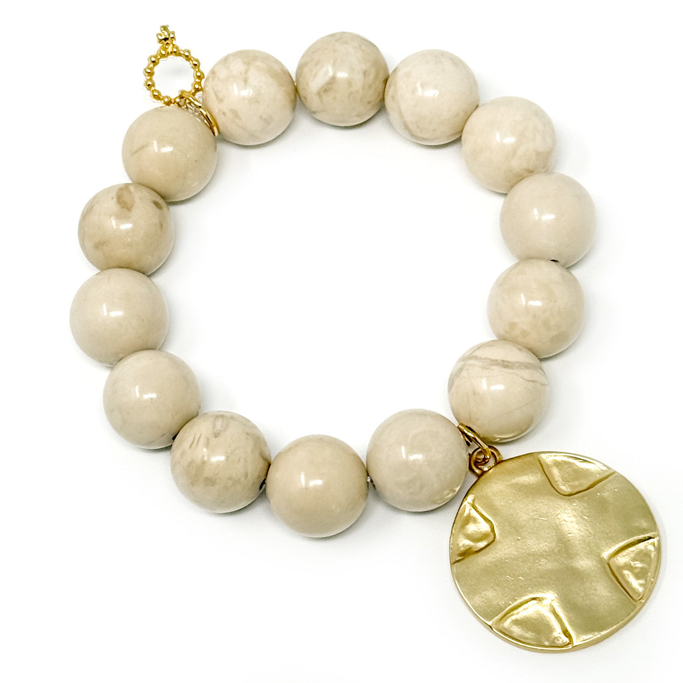 Cream Coral with Gold Lord's Prayer