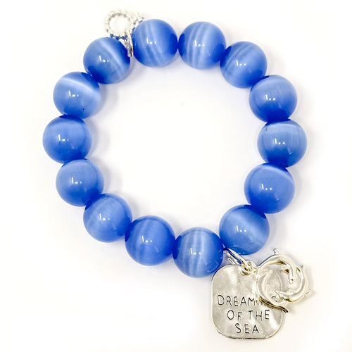 Blue Calcite with Silver Dreaming of the Sea & Dolphins