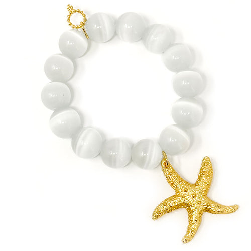White Calcite with Large Gold Starfish
