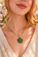 Heirloom Modern Paperclip Necklace with Aventurine Bloom